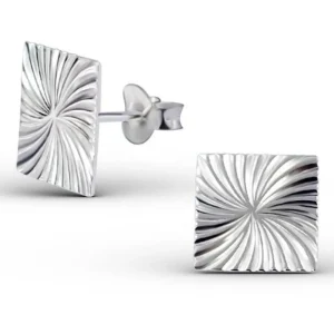 Hopeiset korvanapit, MINIMALISM/Diamond Cut Square (size L)