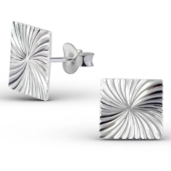 Hopeiset korvanapit, MINIMALISM/Diamond Cut Square (size L)