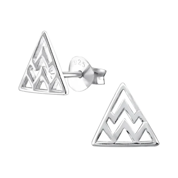 Hopeiset korvanapit, MINIMALISM/Triangle with Geometric Pattern