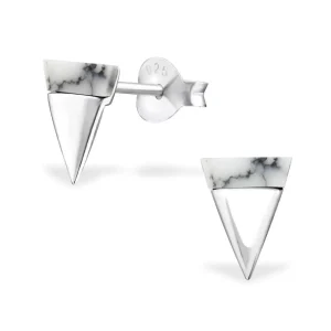 Hopeiset korvanapit, Simple Triangle with Imitation Howlite