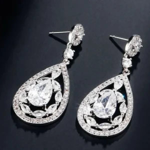 Juhlakorvakorut, ROMANCE/Gorgeous Teardrop Earrings with CZ