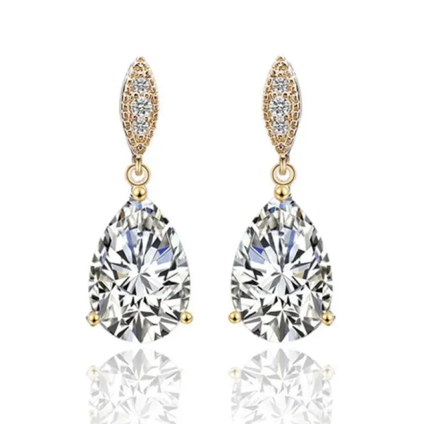 Juhlakorvakorut, ROMANCE/Graceful Teardrop Earrings with CZ (G)