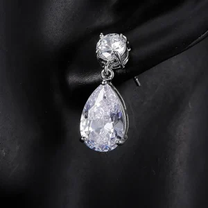 Juhlakorvakorut, ROMANCE/Simple Teardrop Earrings with CZ