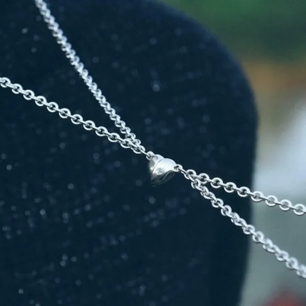 Kaulakoru, Silver Couple Necklace with Heart -rakkauskoru