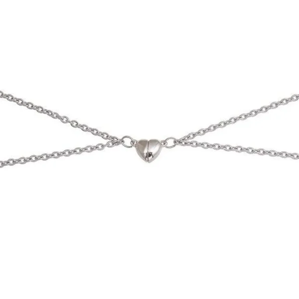 Kaulakoru, Silver Couple Necklace with Heart -rakkauskoru