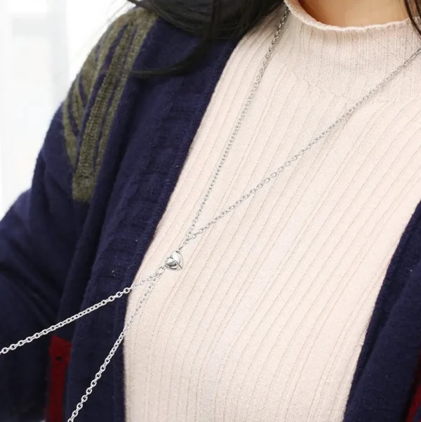Kaulakoru, Silver Couple Necklace with Heart -rakkauskoru