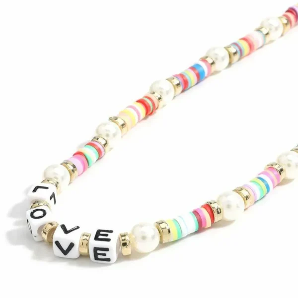 Kaulakorusetti, PAPARAZZI | Colourful Surf Necklace with Love Text