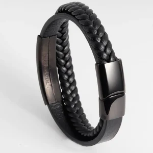 Keinonahkainen rannekoru, All Black Faux Leather Bracelet