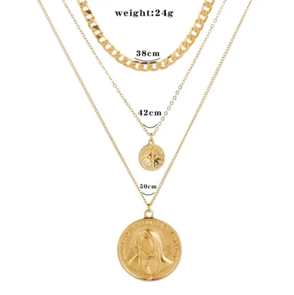 Kerroskaulakoru, FRENCH RIVIERA | Three Layer Madonna Necklace in Gold