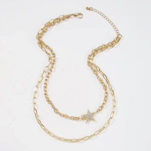 Kerroskaulakoru, FRENCH RIVIERA | Two Layer Star Necklace in Gold