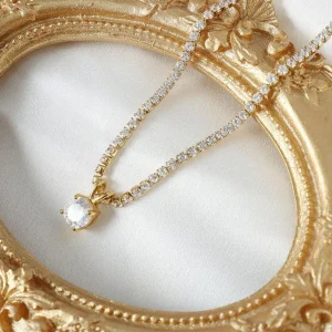 Kirurginteräskaulakoru, FRENCH RIVIERA | Fay Necklace -kulta strassikoru