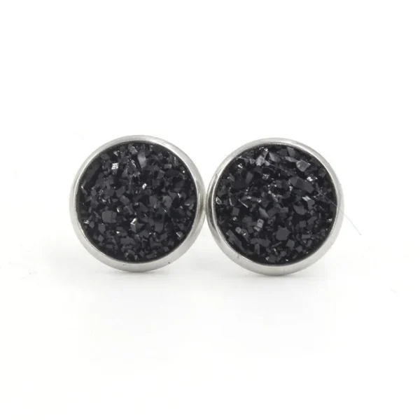 Kirurginteräsnapit, Druzy Stone in Black