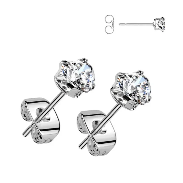 Kirurginteräsnapit, Heart Earrings -kirkkaat sydännapit (kolme kokoa)