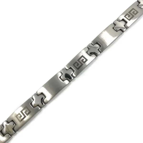 Kirurginteräsrannekoru, Classic with Greek Decoration
