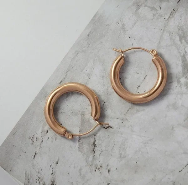 Kirurginteräsrenkaat, Chunky Rosegold Steel Hoops -ruusukultarenkaat