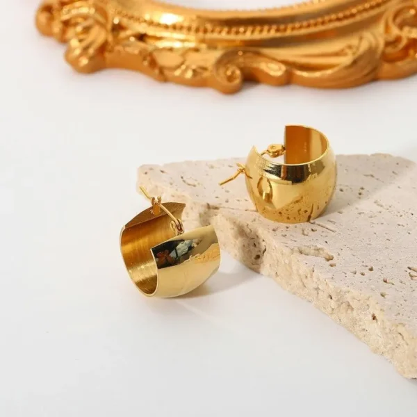 Kirurginteräsrenkaat, FRENCH RIVIERA | Wide Héloïse Gold Steel Hoops