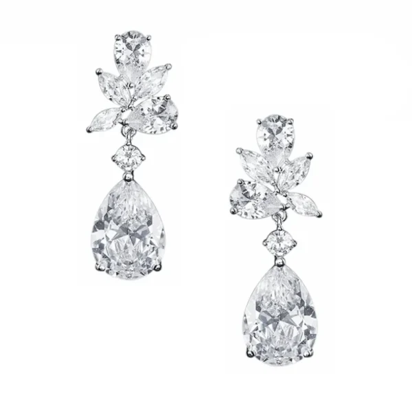 Korvakorut, ATHENA BRIDAL | Luxury Earrings -hopeanväriset pisarat