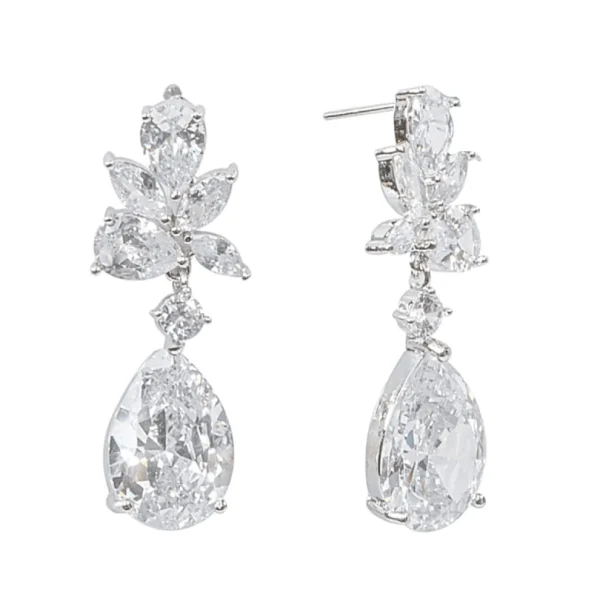 Korvakorut, ATHENA BRIDAL | Luxury Earrings -hopeanväriset pisarat