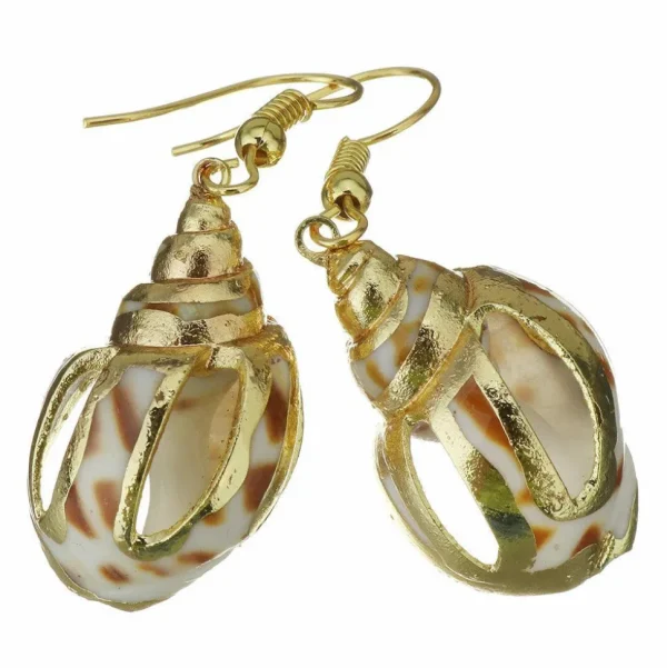 Korvakorut, PAPARAZZI | Gold and Brown Seashell Earrings