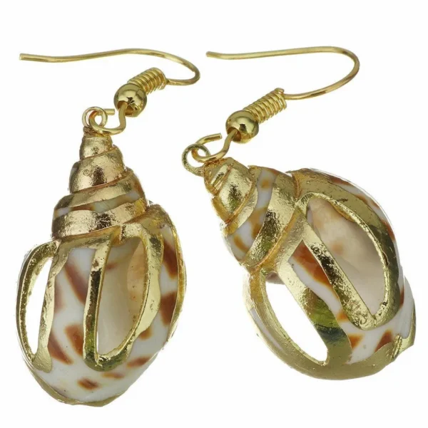 Korvakorut, PAPARAZZI | Gold and Brown Seashell Earrings