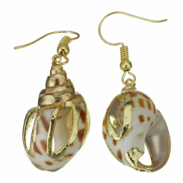 Korvakorut, PAPARAZZI | Gold and Brown Seashell Earrings