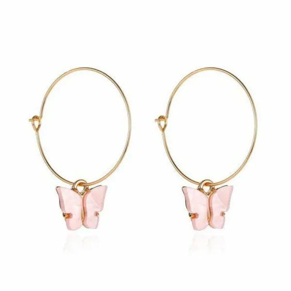 Korvakorut, PAPARAZZI | Large Butterfly Hoops in Light Pink