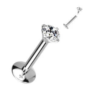 Labret, Titanium Round Mini 2mm CZ (erikoispitkä sisäkierre)