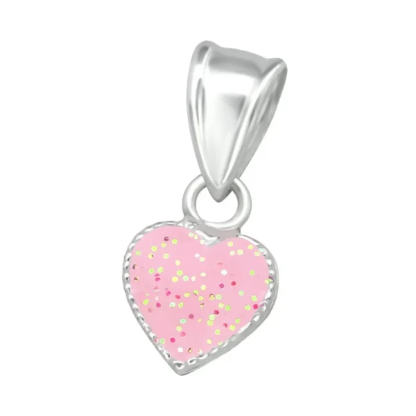 Lasten hopeinen riipus, Pink Heart -vaaleanpunainen sydän