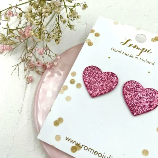 LEMPI-korvakorut, Lempi (ruusuinen pinkki glitter)