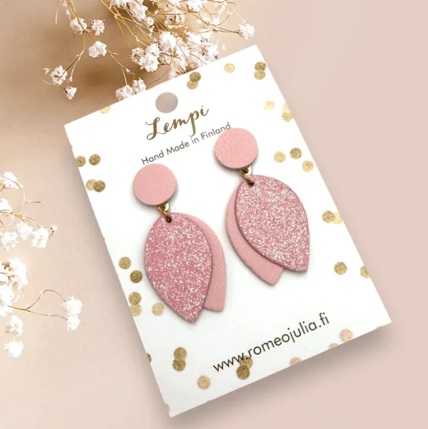 LEMPI®-korvakorut, Nuppu (vaaleanpunainen glitter)