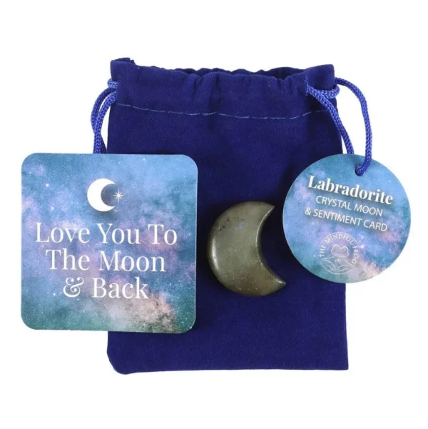 Love You to the Moon and Back -labradoriitti kuunsirppi onnenkivi