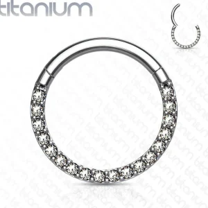 Lävistysrengas, Front Facing Titanium Hinged Hoop Rings with CZ