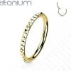 Lävistysrengas, Implant Grade Titanium Pyramid Cut Hoop in Gold