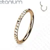 Lävistysrengas, Implant Grade Titanium Pyramid Cut Hoop in Rosegold