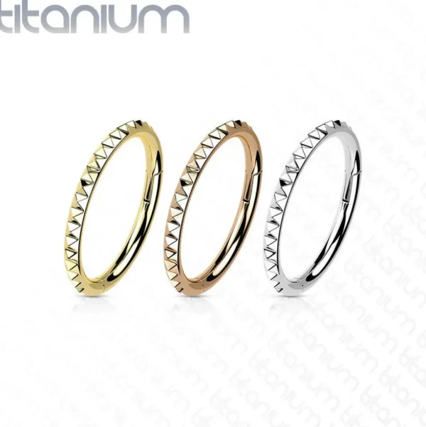 Lävistysrengas, Implant Grade Titanium Pyramid Cut Hoop in Rosegold