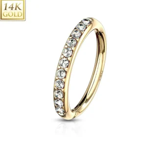 Lävistysrengas, 14K Gold CZ Paved Bendable Ring -kultarengas