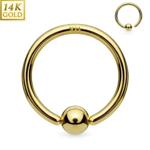 Lävistysrengas, 14K Gold Fixed Ball Bendable Hoop Ring -kultarengas