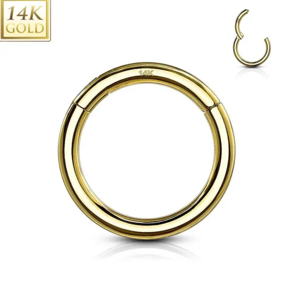 Lävistysrengas Ø8mm, High Quality 14K Gold Hinged Rings -kultarengas