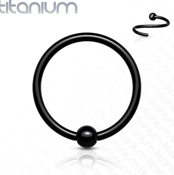 Lävistysrengas 0,8mm, Implant Grade Titanium Bendable Ring in Black