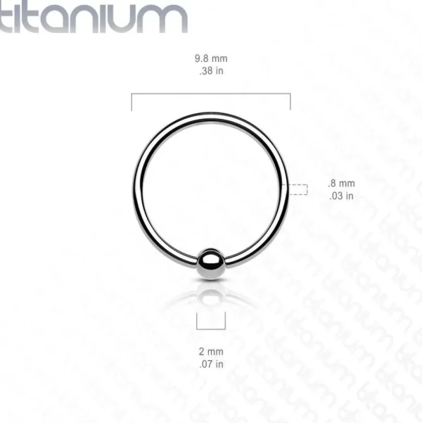 Lävistysrengas 0,8mm, Implant Grade Titanium Bendable Ring in Black