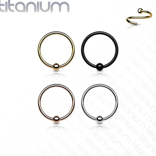 Lävistysrengas 0,8mm, Implant Grade Titanium Bendable Ring in Black