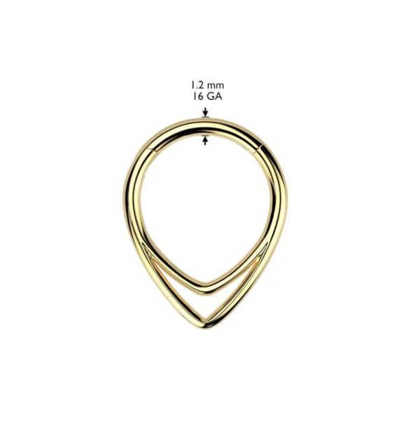 Lävistysrengas 1,2mm, Titanium Chevron Line Gold -titaaninen clicker