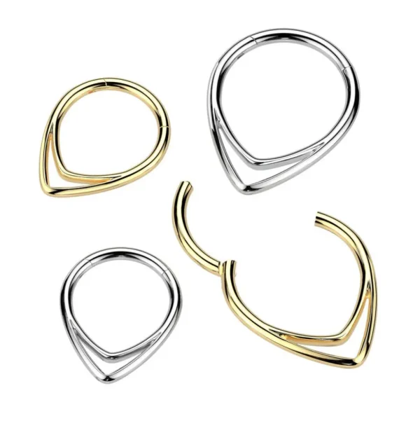 Lävistysrengas 1,2mm, Titanium Chevron Line Gold -titaaninen clicker