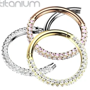 Lävistysrengas, Titanium 3 Sides Hoop in Gold -titaaninen clicker