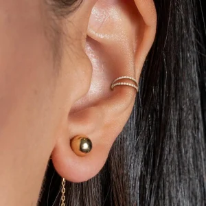 Lävistysrengas, Titanium Double CZ Line in Rosegold AB