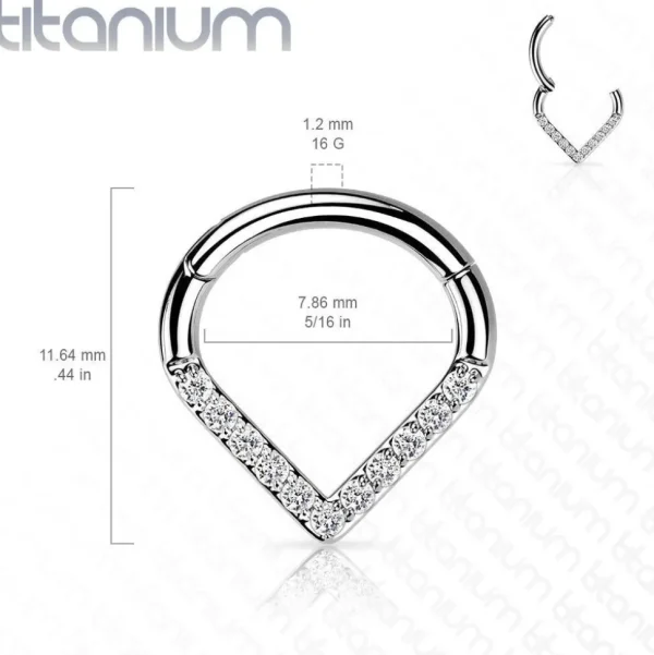 Lävistysrengas, Titanium Single Line CZ Hoop