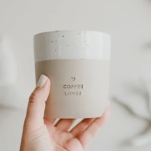 Muki, Coffee Lover Mug -käsintehty korvaton tekstimuki