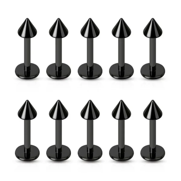 Musta Kirurginteräs Labret piikillä (1,2mm/3mm)