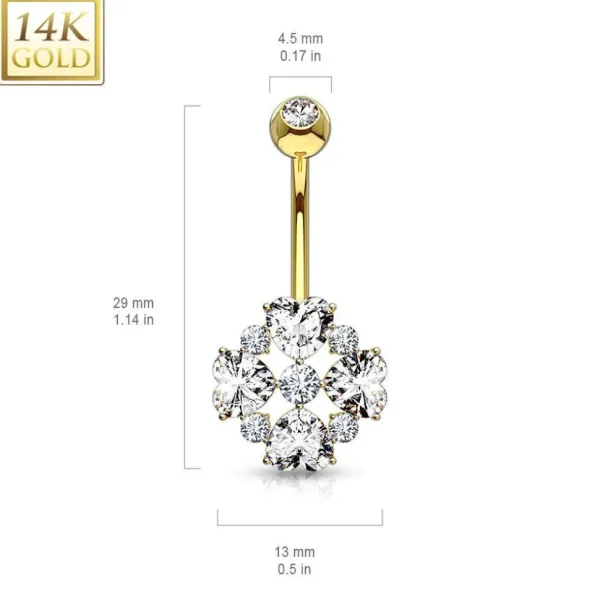 Napakoru, 14K Heart Cut Flower Petals CZ -kultainen napakoru