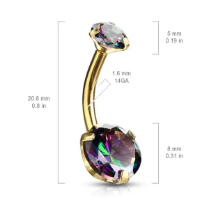 Napakoru, Prong Set Round CZ in AB Clear/Rosegold